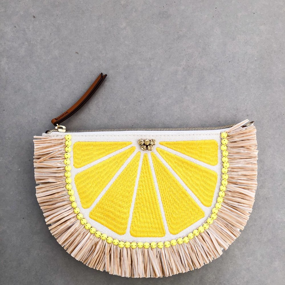 Stella + Dot Lemon Raffia Pouch